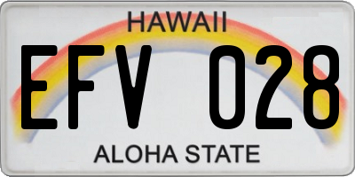 HI license plate EFV028