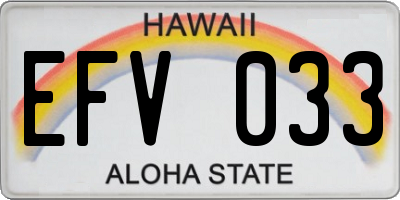 HI license plate EFV033
