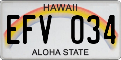 HI license plate EFV034