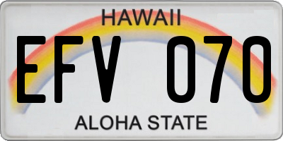 HI license plate EFV070