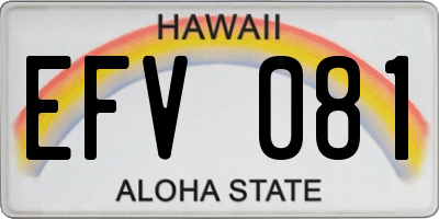 HI license plate EFV081