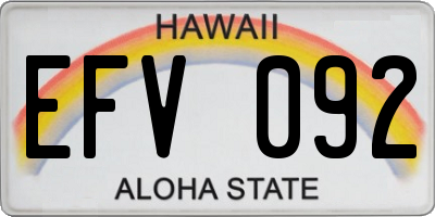 HI license plate EFV092