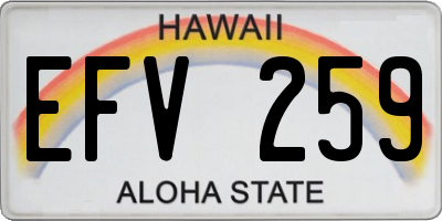 HI license plate EFV259