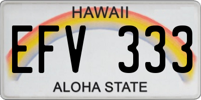 HI license plate EFV333