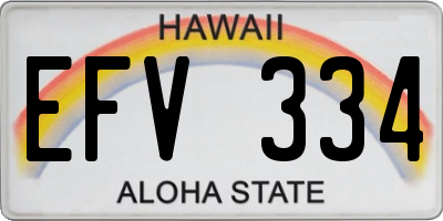 HI license plate EFV334