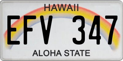 HI license plate EFV347