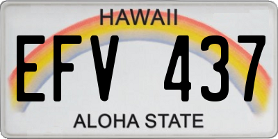 HI license plate EFV437