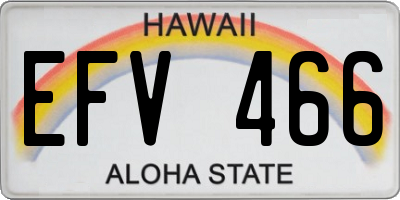 HI license plate EFV466