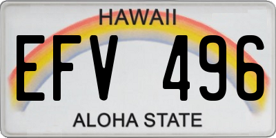 HI license plate EFV496