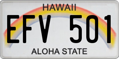 HI license plate EFV501