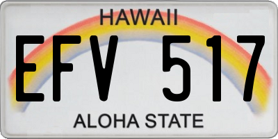 HI license plate EFV517