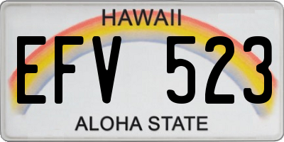 HI license plate EFV523