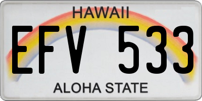 HI license plate EFV533
