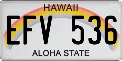 HI license plate EFV536