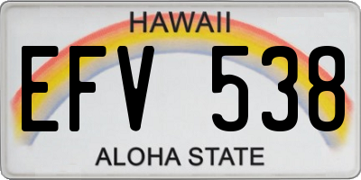 HI license plate EFV538