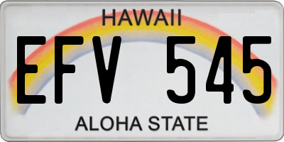 HI license plate EFV545