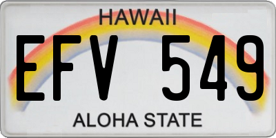 HI license plate EFV549