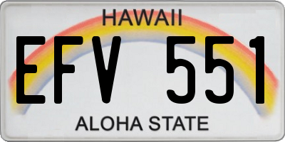 HI license plate EFV551