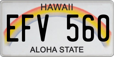 HI license plate EFV560