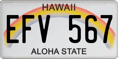 HI license plate EFV567