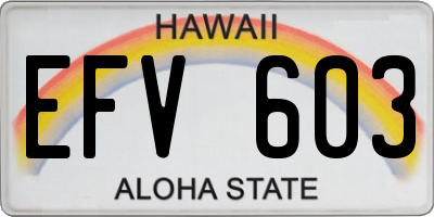 HI license plate EFV603
