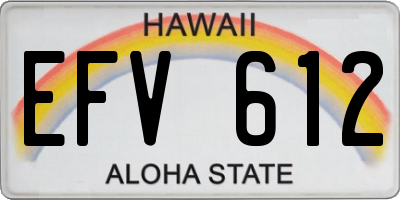 HI license plate EFV612