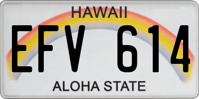 HI license plate EFV614