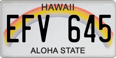HI license plate EFV645