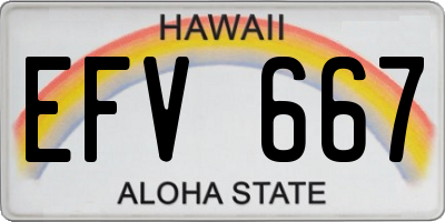 HI license plate EFV667