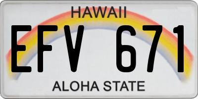 HI license plate EFV671