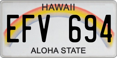 HI license plate EFV694