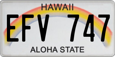 HI license plate EFV747
