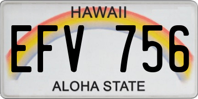 HI license plate EFV756