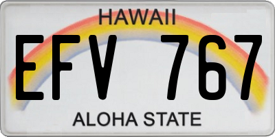 HI license plate EFV767