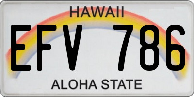 HI license plate EFV786