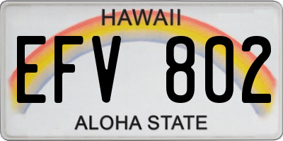 HI license plate EFV802