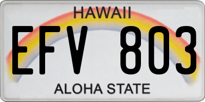 HI license plate EFV803