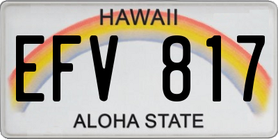 HI license plate EFV817