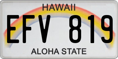 HI license plate EFV819