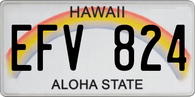 HI license plate EFV824