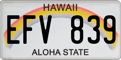HI license plate EFV839