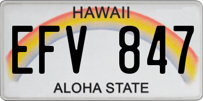 HI license plate EFV847