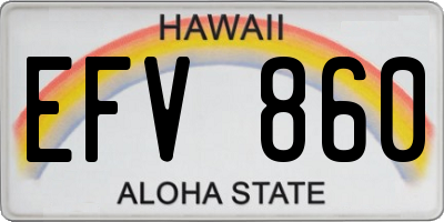 HI license plate EFV860