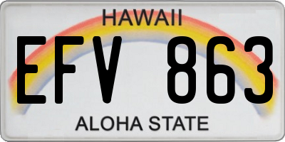 HI license plate EFV863