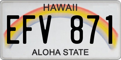 HI license plate EFV871