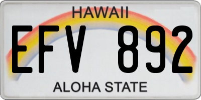 HI license plate EFV892