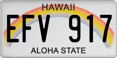 HI license plate EFV917