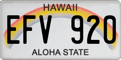 HI license plate EFV920