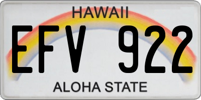 HI license plate EFV922