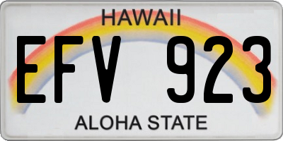 HI license plate EFV923